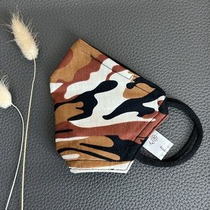 Brown camouflage 3 layer reversible face mask